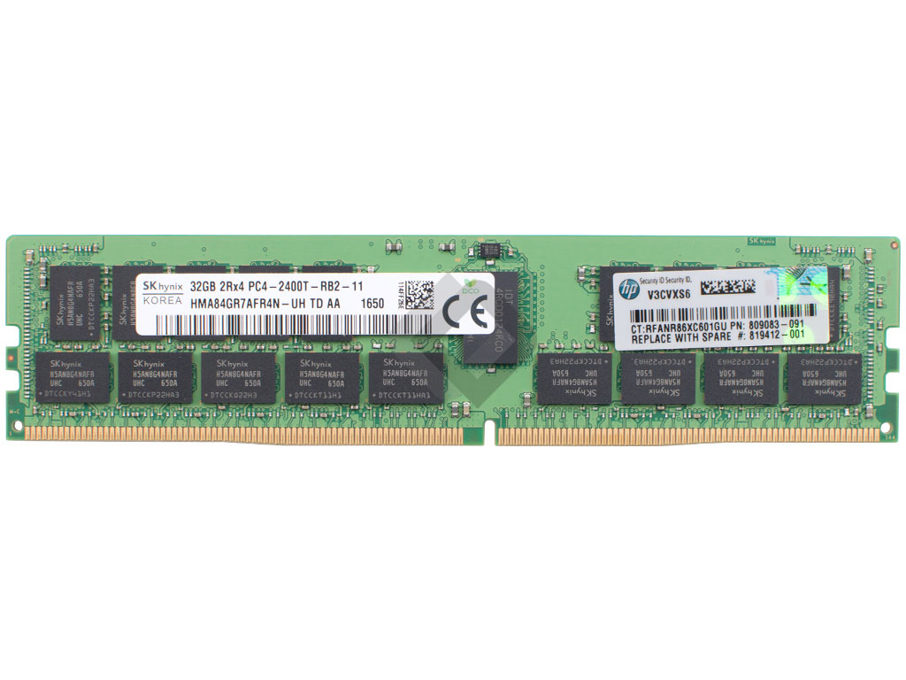 HPE RAM 32GB DDR4 2Rx4 PC4-2400T-R Dimm ECC REG, 805351-B21, 809083-091