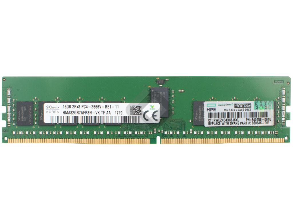 HPE RAM 16GB DDR4 2Rx8 PC4-2666V-R Dimm ECC REG, 835955-B21, 868846-001