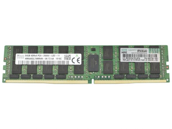 HPE MEM 64GB 4DRx4 PC4-2666V-L Dimm, 815101-B21, 840759-091