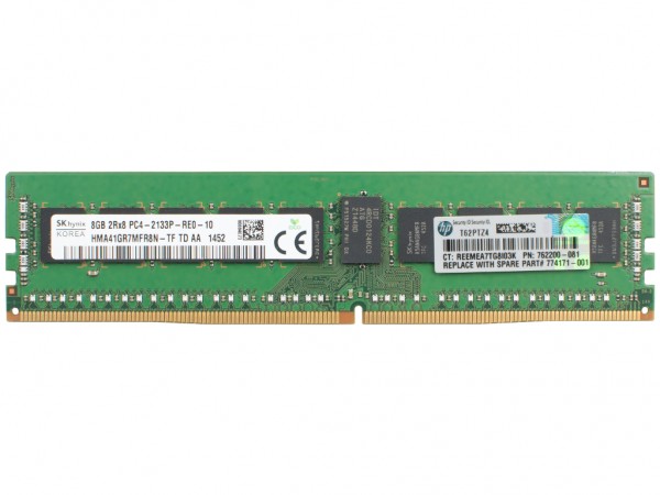 HPE MEM 8GB 2Rx8 PC4-2133P-R Dimm, 759934-B21, 762200-081