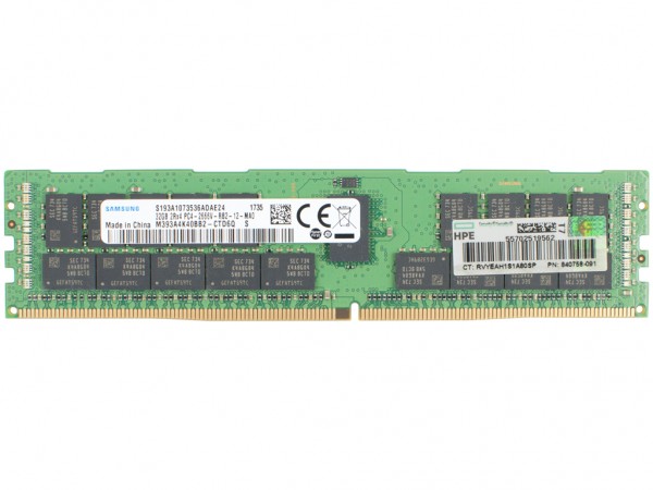 HPE 32GB DDR4 RAM 2Rx4 PC4-2666V Registered Dimm, 815100-B21, 840758-091